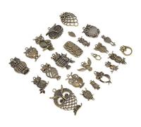 Alomejor Accesorios de Joyería de Búho de Bronce, Elegante Juego de Dijes para Suministros de Manualidades DIY para Niñas con Estilo, 24 Piezas