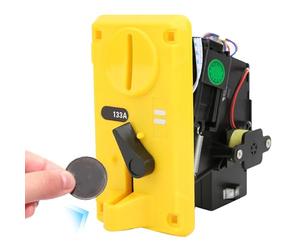 Alomejor Aceptador de Caja Selectora de Monedas Comparativo con Cubierta Abatible de Luz LED para Máquina Expendedora (YELLOW)