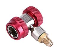 Alomejor Acoplador Rápido de Alto Flujo R134A Confiable para Sistemas de Acceso a Válvulas Apto para Juego de Manómetros de A/C Macho Abocardado de 1/4 de Pulgada (rojo alto voltaje)