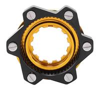 Alomejor Adaptador Bloqueo Central Bicicleta Montaña - Convertidor Eje Pasante a QR 135x9mm/142x12mm, Adaptador Rotor Freno Disco Aluminio 6 Orificios, para Disco de Frenado Bici (Negro + Dorado)
