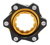 Alomejor Adaptador Bloqueo Central Bicicleta Montaña - Convertidor Eje Pasante a QR 135x9mm/142x12mm, Adaptador Rotor Freno Disco Aluminio 6 Orificios, para Disco de Frenado Bici (Negro + Dorado)