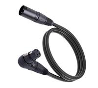 Alomejor Adaptador de Cable de Extensión de Micrófono XLR con Bloqueo Automático, Cable XLR Hembra a Macho de ángulo Recto para Sala de Grabación, Conector de Metal para Iluminación de Escenario,