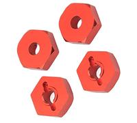 Alomejor Adaptador de Cubo Hexagonal de Rueda RC 4 Piezas, Piezas de Acoplador Hexagonal RC Aleación de Aluminio con Pasadores de Fijación, para Coche E Slash 4WD Summit 1/16 (Rojo)