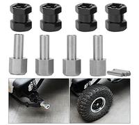 Alomejor Adaptador Hexagonal RC, Controlador de Rueda de Extensión Duradero para D90 AX10 CC01 SCX10, Pernos de 4" (Black)