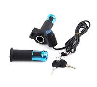 Alomejor Agarre del Acelerador de Bicicleta eléctrica, Pantalla LCD, Acelerador Giratorio, empuñaduras de Mango de Bicicleta con Cable y Golpe de Llave para Bicicleta eléctrica Scooter (Azul)