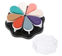 Alomejor Almohadilla para Sellos en Forma de Pétalo con 8 Colores para Pintar con los Dedos y Manualidades DIY, Almohadilla de Tinta No Tóxica y sin ácido para Niños (Esponja, tinta 3)