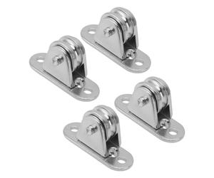 Alomejor Alomejor Pequeño Bloque de Polea Silencioso de Acero Inoxidable para Equipos de Bricolaje, Puerta Corrediza con Riel de Cable, Capacidad de Carga Máxima 176 Libras, 2 Poleas, 4 Tornillos de