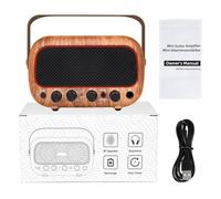 Alomejor Amplificador de Guitarra Portátil, Material ABS, Altavoz Dual de 10 W, Batería Recargable para Práctica de Guitarra Eléctrica y Reproducción de Música (Brown)