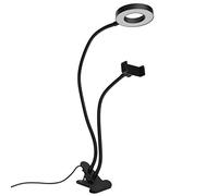 Alomejor Anillo de Luz LED Regulable con Soporte Flexible para Teléfono para Transmisión en Vivo, Selfies y Maquillaje, 27,6 Pulgadas, Negro