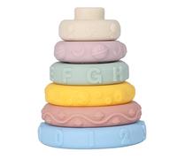 Alomejor Anillos Apilables Sensoriales para Bebés, 6 Piezas de Juguetes Circulares Apilables Suaves para Niños con Formas Educativas Chirriantes, Desarrollan la Percepción del Color y la