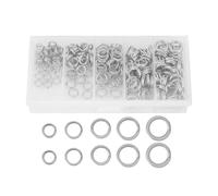 Alomejor Anillos de Pesca 200pcs Cadena del Anillo del Aparejo de Pesca del Acero Inoxidable 200pcs Alta Resistencia Pesada señuelos de la Pesca Conector Anillos de división Plana