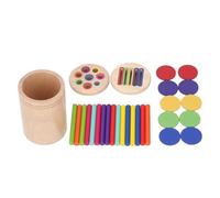 Alomejor Aprendizaje de Madera Claying Toy Educational Fine Fine Motor Skills Sensory Matching Game con 16 Palos 10 Piezas Redondas para Niños Pequeños