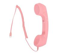 Alomejor Auricular de Teléfono Retro, Material ABS, Calidad de Llamada Clara, Micrófono con Altavoz con Cable Vintage, Interfaz Tipo C para Entusiastas de la Tecnología y Uso en la Oficina (Pink)