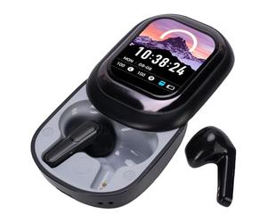 Alomejor Auriculares BT, Auriculares Portátiles con Cancelación de Ruido y Pantalla Inteligente para IR Al Trabajo, Inalámbricos Ligeros Negros