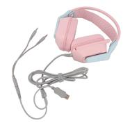 Alomejor Auriculares para Juegos con Cable, Almohadillas de Espuma Viscoelástica Suave, Diadema Ajustable, Control de Volumen Plug and Play, con Micrófono Giratorio, para PC, Portátil, (Pink)