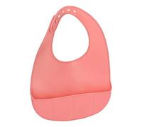 Alomejor Babero de Silicona Suave con Bolsillo Antiderrames (PINK #14) | Diseño impermeable, ajustable, fácil de limpiar, para bebés de 10 a 72 meses.
