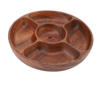 Alomejor Bandeja de Madera para Servir Alimentos Saludables, de Frutas Fácil de Secar para Cena Familiar para Varias Ocasiones, Madera de Nogal (5 rejillas)