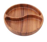 Alomejor Bandeja de Madera para Servir Alimentos Saludables, de Frutas Fácil de Secar para Cena Familiar para Varias Ocasiones, Madera de Nogal (Cuadrícula doble)