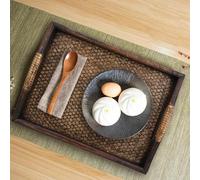 Alomejor Bandeja de Madera Vintage para Servir, Juego de té, Frutas, Decoración Fácil de Sostener para Sala de Estar