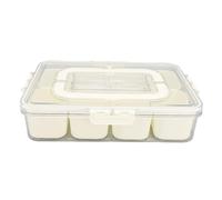 Alomejor Bandeja Organizadora de Caja de Bocadillos Dividida con Tapa, Asa, 8 Compartimentos para Bocadillos, Frutas, Nueces, Plástico Resistente, para Preparar el Almuerzo, Viajar con Niños