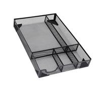 Alomejor Bandeja Organizadora Multiusos para Cajones de Escritorio, Bien Organizada para Suministros de Oficina, Tocador de Maquillaje en Casa, 12,4x8,46x1,77 Pulgadas (BLACK)