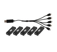 Alomejor Batería de Litio para Dron de 5 uds., 3,7 V, 1800mah, Ligera y Portátil con Cable de Carga para E88, E88PRO, LsE525, E525 Pro