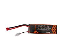 Alomejor Batería Lipo RC 7,4 V 5000 MAh 2S 100C, Batería Lipo Rígida con Enchufe Rojo en Forma de T para RC Modelo FPV Racing Quadcopter