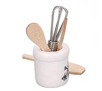 Alomejor Batidor de Huevos de Madera en Miniatura para Casa de Muñecas 1:12, Accesorios de Cocina, Juego de Juguetes con Cuchillo, Tenedor, Cuchara para Decoración de Cocina de Muñecas