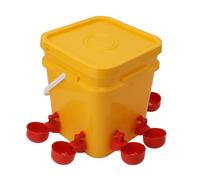 Alomejor Bebedero Automático Duradero para Pollos con de Riego por Gravedad de Barril de 12 litros para Pato Ganso, Kit de Comedero Versátil para Aves de Corral (Cubo + Cuenco de pájaro Rojo