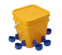 Alomejor Bebedero Automático Duradero para Pollos con de Riego por Gravedad de Barril de 12 litros para Pato Ganso, Kit de Comedero Versátil para Aves de Corral (Cubo + Cuenco Pájaro Azul +