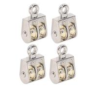 Alomejor Bloque de Polea Doble de 4 Piezas, Capacidad de 100 Kg, Aleación de Zinc de Rodamiento Suave para un Uso Conveniente de Elevación en Exteriores