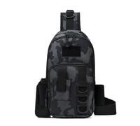 Alomejor Bolsa Bandolera para Pesca, Mochila de Tela Oxford Resistente Al Agua con Múltiples Compartimentos y Accesorios Externos, para Ciclismo, Pesca, Compras, Aventuras Al Aire (Camuflaje Negro)
