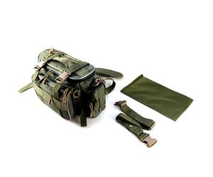 Alomejor Bolsa de Aparejo de Pesca Bolsa de Almacenamiento de Servicio Pesado para Pescadores con Divisor Extraíble Múltiples Bolsillos Molle de Mano de la Cintura del Hombro (Ejercito Verde)