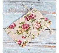 Alomejor Bolsa de Arpillera con Cordón y Patrón de Flores Embalaje de Joyería para Suministros de Fiesta de Bodas 50 Piezas Sacos de Arpillera con Cordón para el Evento del Día de San Valentín