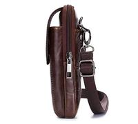 Alomejor Bolsa de Cinturón de Cuero de Vaca Bolso de Hombro de Moda para Hombres Vintage y Funcional Negro/Marrón 5.1 * 2 * 7.1 in (Brown)