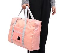 Alomejor Bolsa de Lona Plegable, Impermeable, Organizador de Almacenamiento de Equipaje de Viaje de Gran Capacidad para Cosméticos, Zapatos, Ropa, Material a Cuadros Oxford Rosa/Azul Marino (Pink)