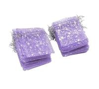 Alomejor Bolsa de Malla Transparente con Cordón, Exquisita Bolsa de Joyería con Patrón de Estrella para Boda, Iglesia, 50 Uds. (PURPLE)