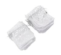 Alomejor Bolsa de Malla Transparente con Cordón, Exquisita Bolsa de Joyería con Patrón de Estrella para Boda, Iglesia, 50 Uds. (SILVER)