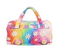 Alomejor Bolsa de Viaje Acolchada de Lona de Poliéster para Fin de Semana con Diseño Floral Retro Impreso en 3D, Asas Reforzadas, 18 X 9 X 9 Pulgadas para Gimnasio, Camping, Festivales de Picnic