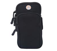 Alomejor Bolsa Deportiva de Neopreno para Brazo, Cómoda, Ligera, Impermeable, Elástica, a Prueba de Golpes, Transpirable, con Bolsillos Dobles y Cierre de Gancho Ajustable para Correr, (Black)