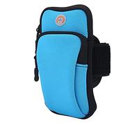 Alomejor Bolsa Deportiva de Neopreno para Brazo, Cómoda, Ligera, Impermeable, Elástica, a Prueba de Golpes, Transpirable, con Bolsillos Dobles y Cierre de Gancho Ajustable para Correr, (Blue)