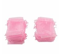 Alomejor Bolsas de Joyería Bolsas de Regalo con Cordón Transparente de 10x15 Cm para Bodas, 100 de Organza Portátiles de Malla de Regalo de Joyería para Decoración de Fiestas (PINK)