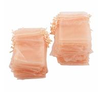 Alomejor Bolsas de Joyería Bolsas de Regalo con Cordón Transparente de 10x15 Cm para Bodas, 100 de Organza Portátiles de Malla de Regalo de Joyería para Decoración de Fiestas (Oro rosa)