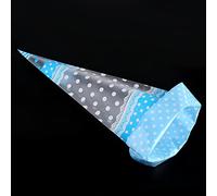 Alomejor Bolsas Transparentes para Palomitas de Maíz con Forma de Cono, Decoración Multiusos de Grado Alimenticio para Mascotas, Lazo Giratorio para Fiesta, 50 Paquetes (Azul 4 seda * 17 CM * 30 CM)