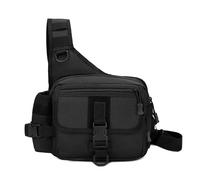 Alomejor Bolso Bandolera de Nailon Impermeable para Hombre, con Múltiples Compartimentos y Correa de Hombro Ajustable para Pesca, Senderismo, Camping (BLACK)