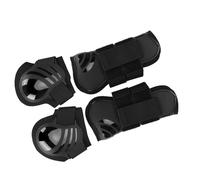 Alomejor Bota de Entrenamiento para Caballo de Salto, Botas de Pata de Caballo Traseras Delanteras de PU Duraderas, Equipo Protector Elástico para, Negro, 2 Pares para Jinetes (M)