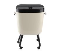 Alomejor Bote de Basura Estrecho de Gran Capacidad con Ruedas Giratorias para Cocina, Oficina, Baño, Sala de Estar, Bote de Basura Alto de 15 L (blanco crema)