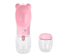 Alomejor Botella de Agua Portátil para Perros con Contenedor de Comida, Ligera para Actividades Al Aire Libre, Dispensador de Agua para Mascotas de Gran Capacidad para Perros Que Caminan (Rosáceo)