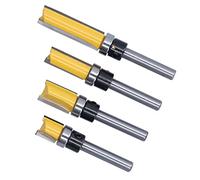 Alomejor Broca para Enrutador de Bisagra, 4 Uds., Vástago Redondo Duradero de 1/4 Pulgadas, Adornos Al Ras para Corte Acrílico de Tableros de Fibra de Madera