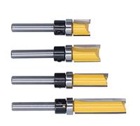 Alomejor Broca para Enrutador de Bisagra, 4 Uds., Vástago Redondo Duradero de 1/4 Pulgadas, Adornos Al Ras para Corte Acrílico de Tableros de Fibra de Madera